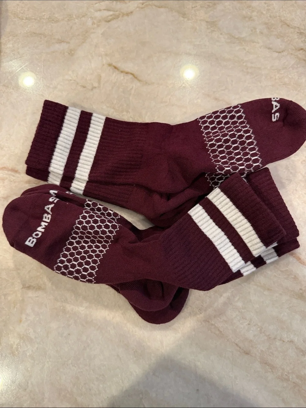 Bombas Maroon Crew Socks  New